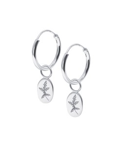 Holly Birth Flower Silver Hoop Earring Charms HO-2706